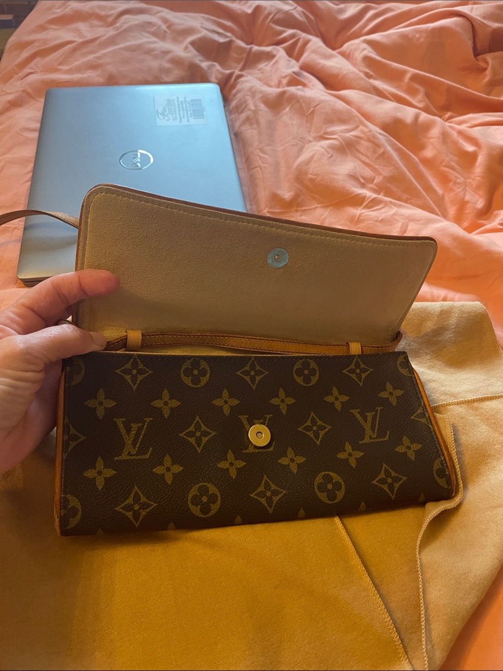 Louis Vuitton Monogram Canvas Brown and Tan Crossbody Clutch - Picture 6 of 7